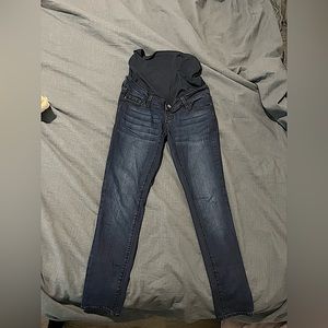 KANCAN maternity skinny jeans - dark blue, built in tummy band.
